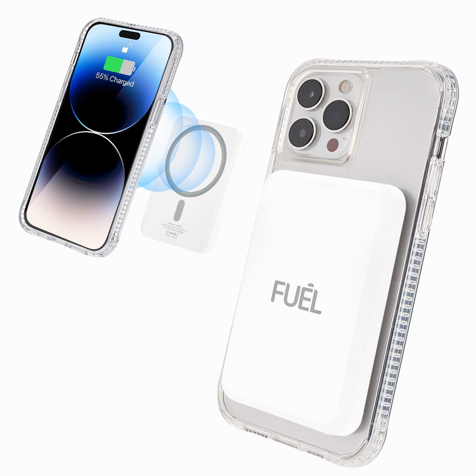 iPhone Charger - Fuel 5000 mAh Magnetic Wireless Portable Charger with USB-C Port - MagSafe Battery Pack/Power Bank for iPhone 16 Pro Max/16 Pro/16/15 Pro Max/15 Pro/15/14 Pro max/14 Pro/14 Pro/13 pro